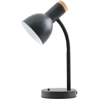 ITALUX Lampe de bureau noire avec élément en bois 1xE27 5W SENZA