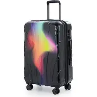 Suitline - Valise rigide Check-In Bagages Trolley Valise à roulettes Extension Valise de voyage 4 roulettes, Design dégradé Glossy, TSA, 66 cm,Neon Red Yellow