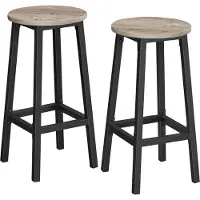 Vasagle Lot de 2 tabourets de bar, tabouret haut de cuisine, structure robuste en acier, longueur 65 cm, montage facile, style industriel, gris et noir