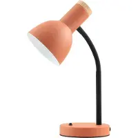 ITALUX Lampe de bureau orange avec élément en bois 1xE27 5W SENZA