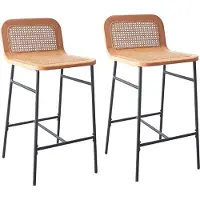 MOB-IN Lot de chaises SANA d'îlot et bar en chêne et assise cannage 65cm