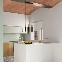 Silamp Suspension 3 Lampes Bois Noir pour Ampoules GU10