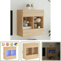 The Living Store Armoire TV murale avec lampes LED Chêne Sonoma 58,5x30x60,5 cm