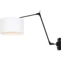 Steinhauer Lampe de lecture murale Prestige Chic noir avec abat-jour en lin blanc de 30 cm
