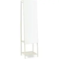 En.casa Miroir de dressing 2 en 1 « Klilbojle » Miroir pleine longueur avec tringle à vêtements et 2 étagères Métal 160 x 40 x 35 cm Couleur sable