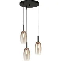 Masterlight Lampe pendante 3L Vide Lido Olive avec un verre doré Ø de 11,5 cm
