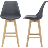 En.casa Tabouret de bar (lot de 2) Chaise de bar avec dossier Tabouret de bistrot avec assise rembourrée Tabouret de comptoir avec structure en bois hêtre-structure grise []