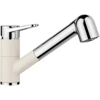 BLANCO Wega S - Mitigeur d'évier avec douchette extractible, blanc/chrome 526982