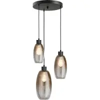 Masterlight Lampe pendante Vide Olive avec 3 lunettes - noires - Ø35cm