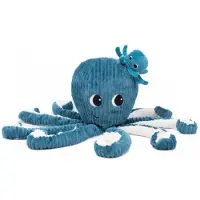 Les Deglingos Poulpe en peluche, maman avec bébé, bleu