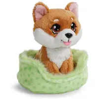 Nici 61943 Doudou chien Shiba Inu 12cm dans son panier vert