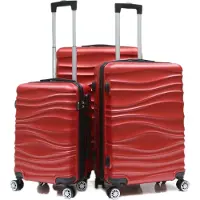 Cheffinger Valise de voyage valise 3 pièces coque dure trolley set valise bagage à main bagages sac de voyage ABS-04 rouge