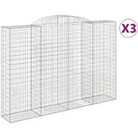 vidaXL Gabions avec arc surélevé 3 pcs. 300x50x200/220cm Fer galvanisé