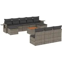 vidaXL Ensemble de salon de jardin 11 pièces avec coussins Gris Poly rotin
