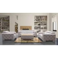AEA Ensemble Canapé Design Chesterfield 3+1 Cuir Nouveau