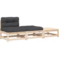 vidaXL Canapé de jardin sans accoudoirs avec coussins et tabourets