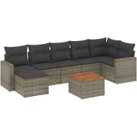 vidaXL Ensemble de jardin canapé 8 pièces avec coussins Gris Poly rotin