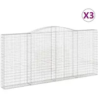 vidaXL Gabions avec arc surélevé 3 pcs. 400x30x180/200cm Fer galvanisé