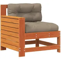 vidaXL Canapé de jardin avec accoudoirs et coussins Pin massif brun cireux