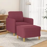 Prolenta Maison Exclusive - Fauteuil avec repose-pieds, bordeaux, 60 cm, tissu