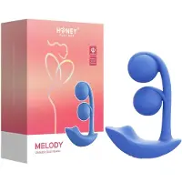 Honey Play Box Melody - Vibromasseur 2‑en‑1 à perles contrôlé par application (bleu)
