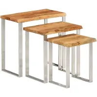 vidaXL Tables gigognes 3 pcs avec bord vivant bois massif d'acacia