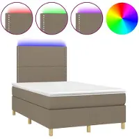 vidaXL Lit Boxspring avec matelas & LED Taupe 120x190 cm Tissu