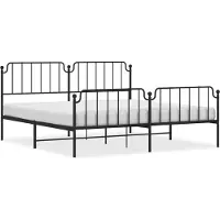 vidaXL Cadre de lit avec tête et pied de lit en métal noir 193x203 cm
