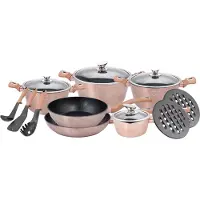 Berlinger Haus batterie de cuisine en or rose, set de 15 pièces en acier inoxydable