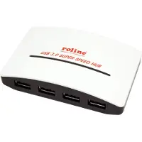 Roline Hub USB 3.2 Gen 1 "Black and White", 4 ports, avec adaptateur secteur