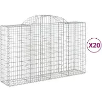 vidaXL Gabions avec arc surélevé 20pcs 200x50x120/140cm Fer galvanisé