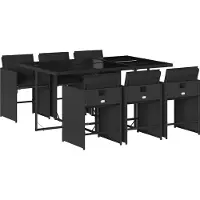 vidaXL Ensemble de jardin 7 pièces avec coussins Noir Poly Rattan