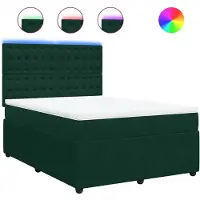vidaXL Lit boxspring avec matelas vert foncé 160x200 cm velours