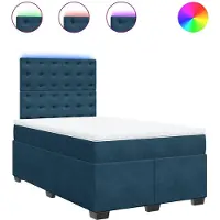 vidaXL Lit boxspring avec matelas bleu 120x190 cm velours