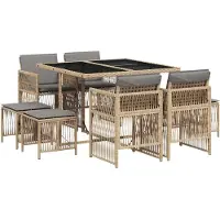 vidaXL Salon de jardin 9 pièces avec coussins Mélange beige Poly rotin