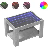 vidaXL Table basse LED gris béton 73x53x45 cm Bois composite