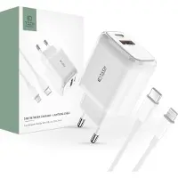 TechProtection C20W Chargeur secteur à 2 ports Pd20W/Qc3.0 + Câble Lightning Blanc