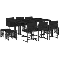 vidaXL Ensemble de jardin 11 pièces avec coussins Noir Poly Rattan