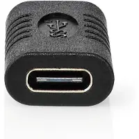 Nedis USB-C Adapter - USB 3.2 Gen 2 - USB-C femelle - USB-C femelle - 4K@60Hz - 10 Gbps - Rond - Nickelé - Noir - Boîte