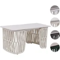 Mendler Table Basse Hwc-P90, Table De Jardin, Table De Balcon, Extérieur, Tressage En Corde, Pierre Frittée 43 X 90 X 45 Cm Crème, Plateau Crème