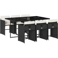 vidaXL Ensemble de jardin 7 pièces avec coussins Noir Poly Rattan