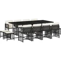 vidaXL Ensemble de jardin 13 pièces avec coussins Noir Poly Rattan