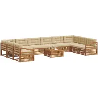 vidaXL Ensembles de canapés 11 pièces Naturel et beige Bois massif d'acacia