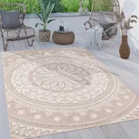 Paco Home Tapis d'extérieur résistant aux intempéries et robuste Motif mandala bohème Facile d'entretien Tissage plat Dimensions 60 x 100 cm