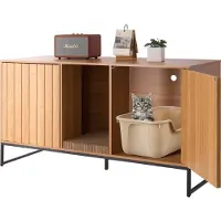 Vevor Armoire à chat , 1200x450x665 mm, bac à litière avec griffoir & espace de rangement, armoire à litière, maison pour chats, convient à la plupart des bacs à litière, pour chambre à coucher & salon