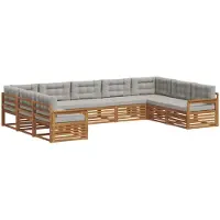 vidaXL Ensemble de canapés d'extérieur avec coussins 9 pièces Naturel et gris clair