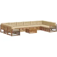 vidaXL Ensembles de canapés 11 pièces Naturel et beige Bois massif d'acacia