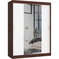 Akord Armoire Coulissante Wengé/Blanc 150X60X200
