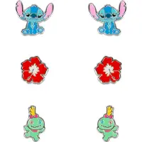 Lilo & Stitch Set de clous d'oreilles Disney de - Stitch, Hibiscus & Souillon - Lot de Clous d'Oreille - pour Unisexe - multicolore - Taille Standard