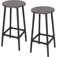 Relaxdays Tabourets de bar , lot de 2, H x P : 65 x 32 cm, repose-pieds, aspect bois et métal, style industriel, tabourets de bar pour cuisine, marron/noir